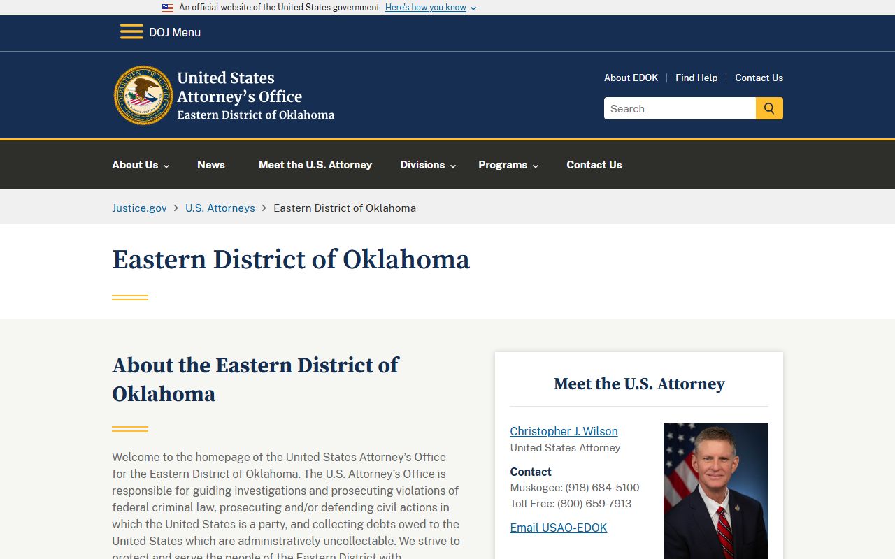 Choctaw County court charge records and U.S. Attorney Eastern District of Oklahoma