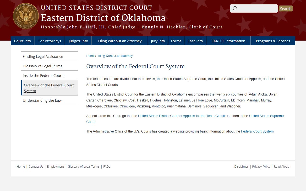 Choctaw County coverage in the Eastern District of Oklahoma federal court