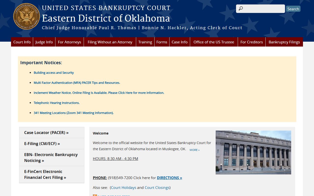 Choctaw County federal court records and Eastern District bankruptcy court