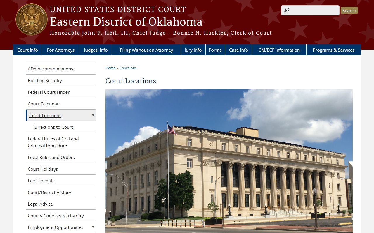 Choctaw County federal court records and Eastern District court locations