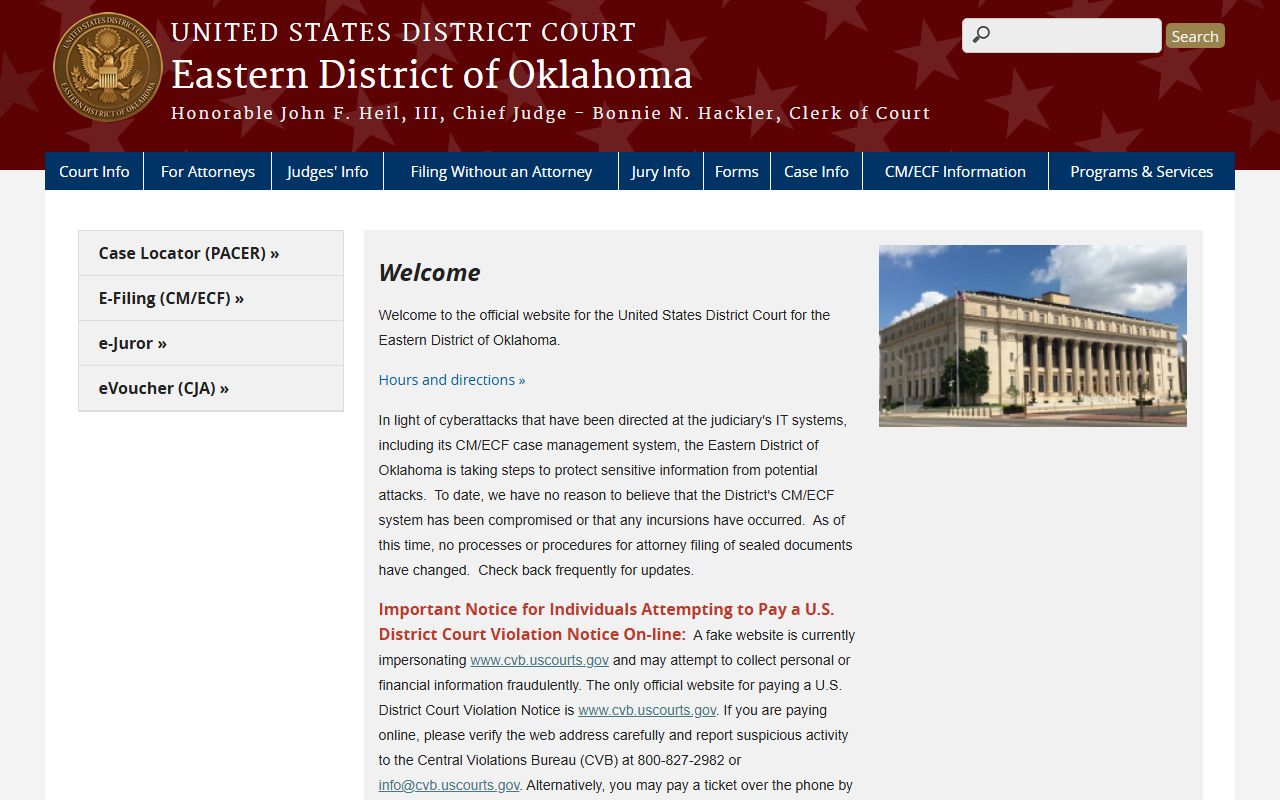 Choctaw County federal court records at the Eastern District of Oklahoma