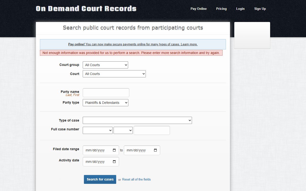 ODCR court search portal for Choctaw County court records